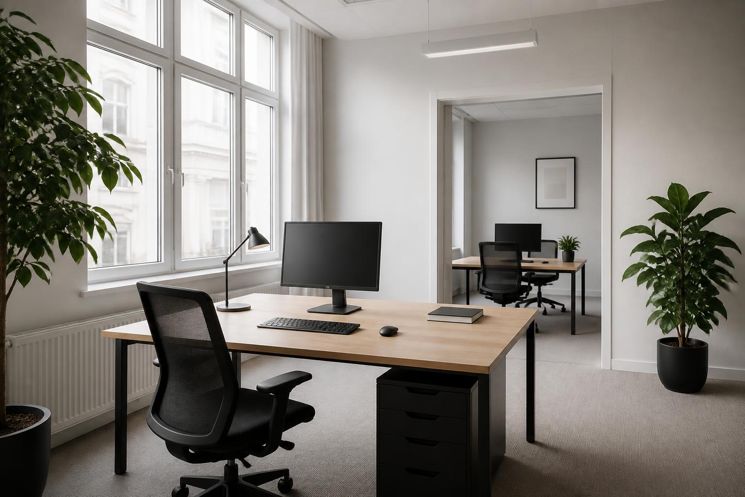 Modernt rent kontor med naturligt ljus